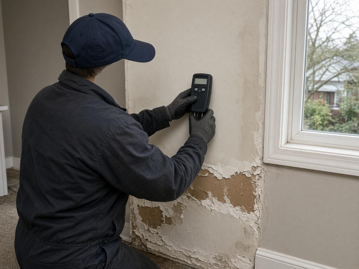 IICRC certified water damage technician testing moisture levels in Surrey BC